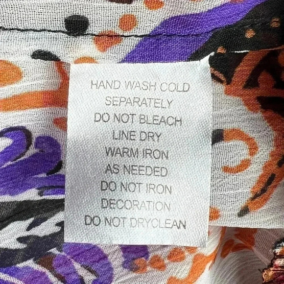 Sunny Leigh Women’s Boho Floral Paisley Blouse Top Orange Sequin Size Medium - Picture 10 of 11